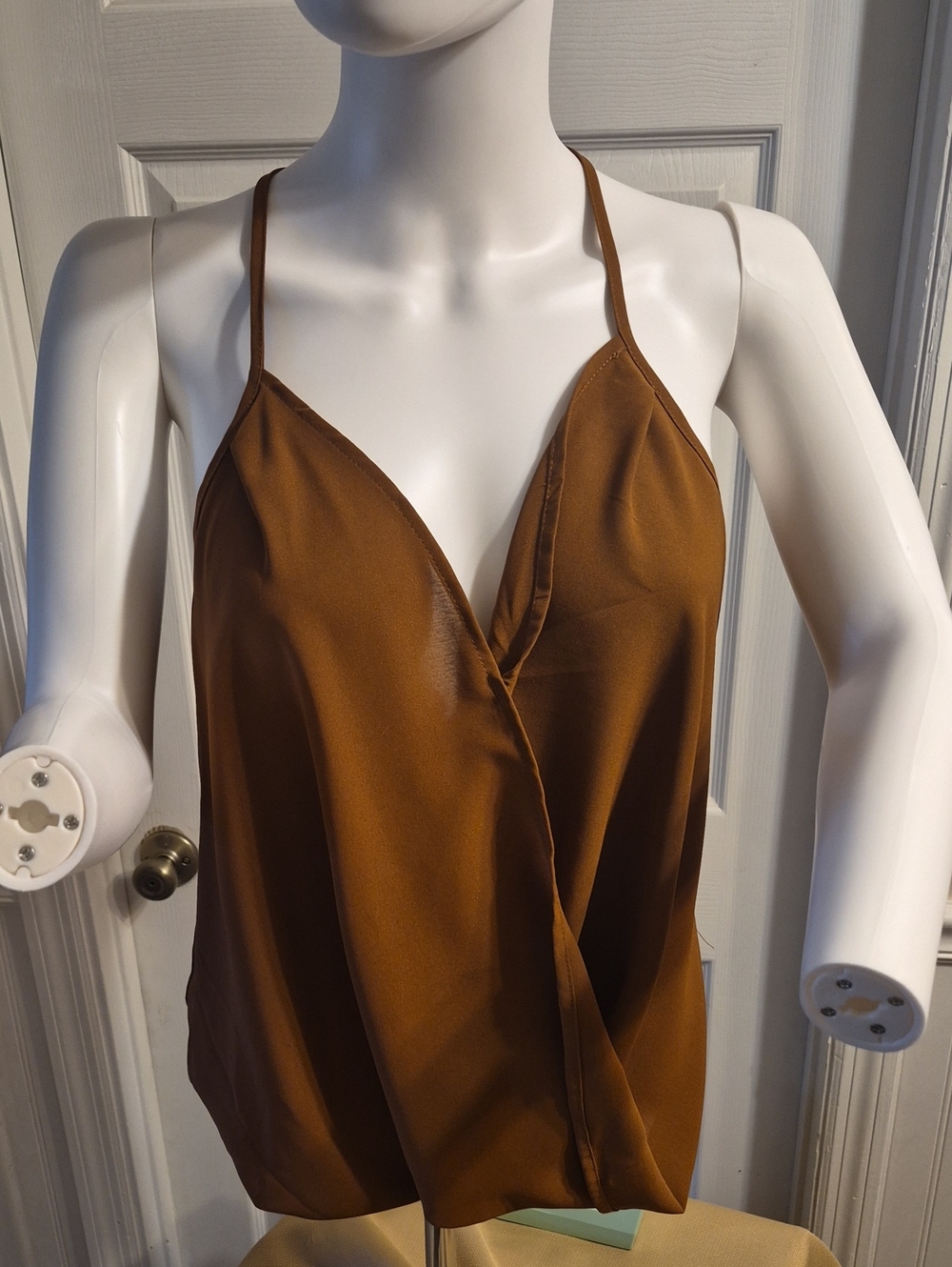 Source Unknown Rust Brown Satin Wrap Cami